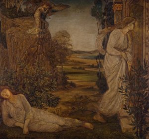 Zephyrus Bearing Psyche to the Mountain by Sir Edward Coley Burne-Jones Oil Painting