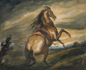 Rearing Horse by Sir Edwin Henry Landseer Oil Painting