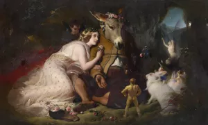 Scene from a Midsummer Night's Dream. Titania and Bottom by Sir Edwin Henry Landseer Oil Painting