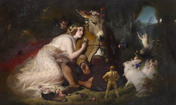 Scene from a Midsummer Night's Dream. Titania and Bottom  by Sir Edwin Henry Landseer - Hand-Painted Oil Painting Reproduction