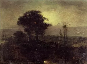 A Moonlight Landscape painting by Sir Edwin Landseer