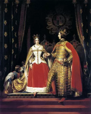 Queen Victoria and Prince Albert at the Bal Costume of 1 May 184 Oil painting by Sir Edwin Landseer