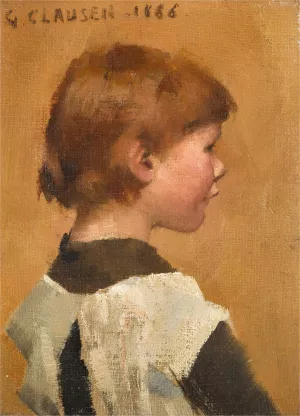 A Girl's Head by Sir George Clausen Oil Painting