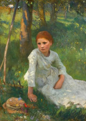 Noon In The Hayfield by Sir George Clausen Oil Painting