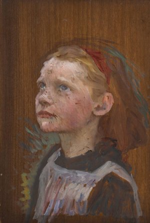 Study of a girl by Sir George Clausen Oil Painting