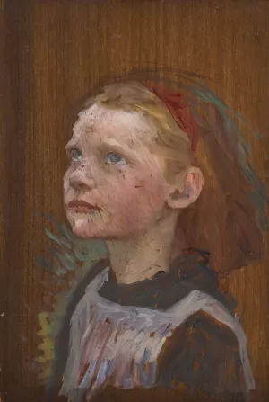 Study of a girl by Sir George Clausen Oil Painting