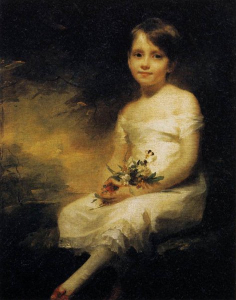 Young Girl Holding Flowers by Sir Henry Raeburn - Hand-Painted Oil Painting Reproduction