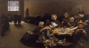 Eventide- A Scene at the Westminster Union by Sir Hubert Von Herkomer Oil Painting