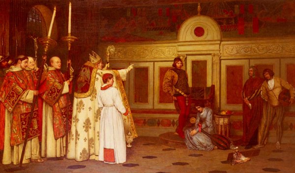The Admonition by Sir James Dromgole Linton - Hand-Painted Oil Painting Reproduction
