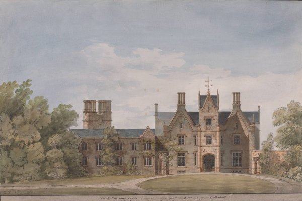 Lilleshall, Shropshire; North Entrance Front  by Sir Jeffry Wyatville - Hand-Painted Oil Painting Reproduction