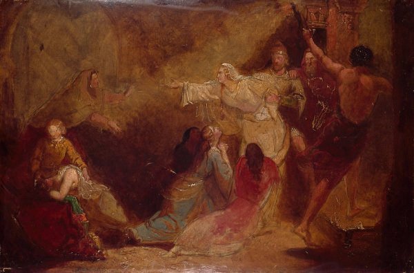 Elgiva seized by order of Archbishop Odo  by Sir John Everett Millais - Hand-Painted Oil Painting Reproduction
