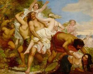 The tribe of Benjamin seizing the daughters of Shiloh in the vineyards by Sir John Everett Millais Oil Painting