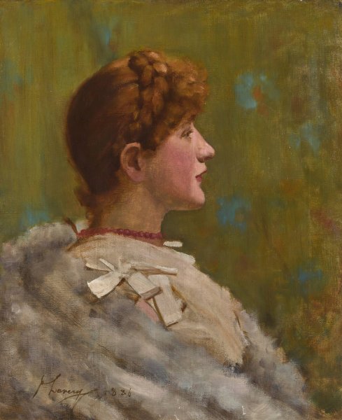 Girl In A Fur Wrap  by Sir John Lavery - Hand-Painted Oil Painting Reproduction