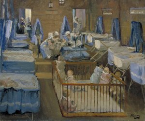 Lady Henry's Creche, Woolwich by Sir John Lavery Oil Painting