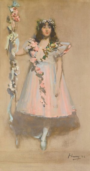 The Garlanded Girl 1896 by Sir John Lavery Oil Painting