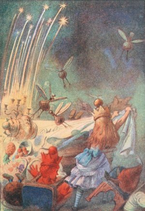 One good pull, and plates, dishes, guests, and candles came crashing down by Sir John Tenniel Oil Painting