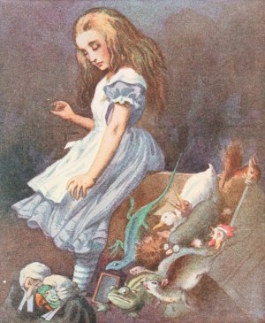 She jumped up in such a hurry that she tipped over the jury-box with the edge of her skirt by Sir John Tenniel Oil Painting