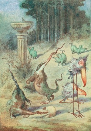 Twas brillig, and the slithy toves by Sir John Tenniel Oil Painting