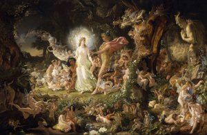 The Quarrel of Oberon and Titania by Sir Joseph Noel Paton Oil Painting