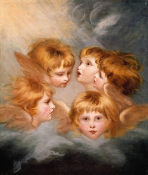 Heads of Angels; Miss Frances Gordon by Sir Joshua Reynolds Oil Painting