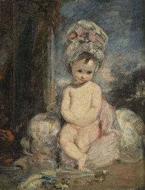 Infant Academy, The Mob Cap by Sir Joshua Reynolds Oil Painting