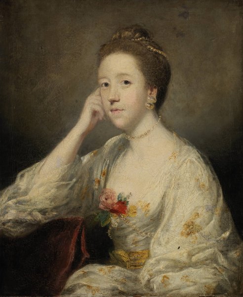Portrait of a Lady in White  by Sir Joshua Reynolds - Hand-Painted Oil Painting Reproduction