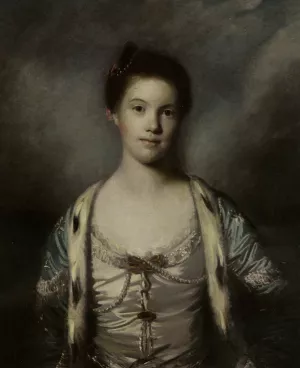 Portrait of Bridget Moris in a White Silk Dress by Sir Joshua Reynolds Oil Painting