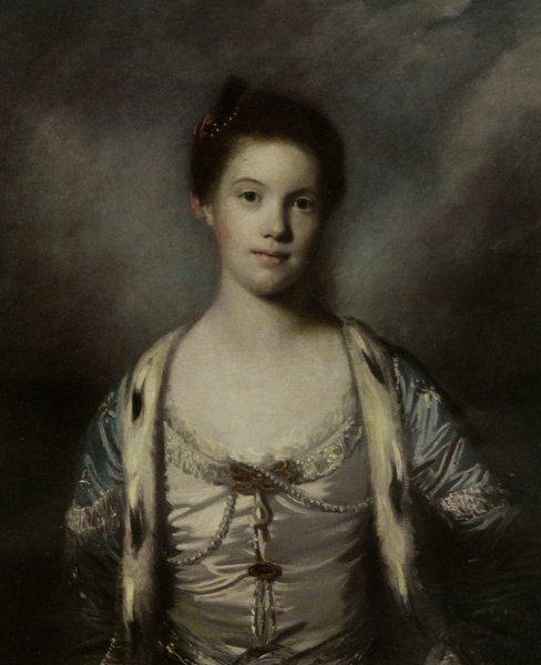 Main Product Photo of Portrait of Bridget Moris in a White Silk Dress Painting by Sir Joshua Reynolds