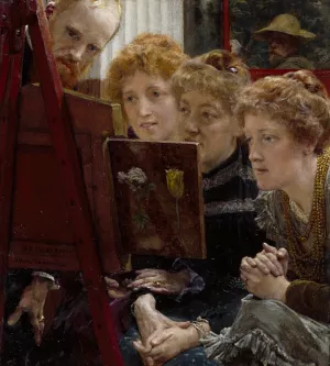 A Family Group painting by Sir Lawrence Alma-Tadema