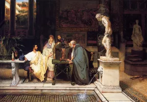A Roman Art Lover Oil painting by Sir Lawrence Alma-Tadema