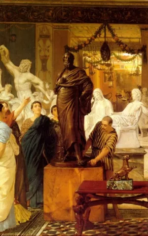 A Sculpture Gallery in Rome at the Time of Agrippa by Sir Lawrence Alma-Tadema - Oil Painting Reproduction