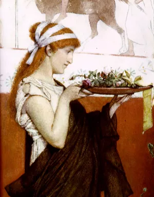 A Votive Offering Detail painting by Sir Lawrence Alma-Tadema