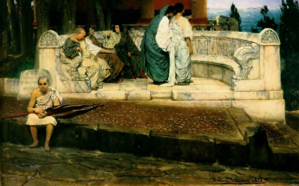 Main Product Photo of An Exedra Painting by Sir Lawrence Alma-Tadema