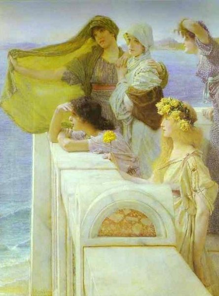 Main Product Photo of At Aphrodite's Cradle Painting by Sir Lawrence Alma-Tadema