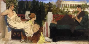 Figures on the Terrace by the Acropolis by Sir Lawrence Alma-Tadema - Oil Painting Reproduction