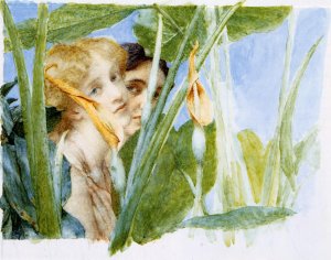 In Beauty's Bloom (unfinished) by Sir Lawrence Alma-Tadema Oil Painting