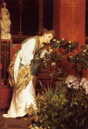 In the Peristyle Oil painting by Sir Lawrence Alma-Tadema