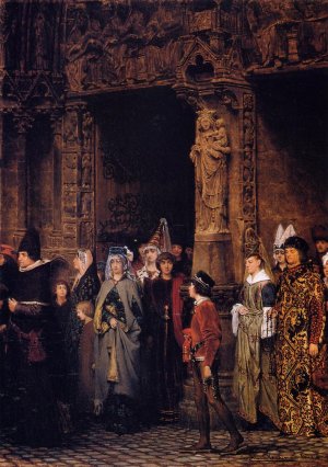 Leaving the Church in the Fifteenth Century by Sir Lawrence Alma-Tadema Oil Painting