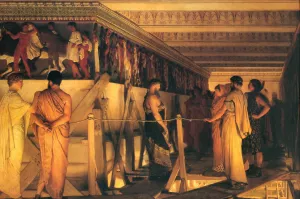 Phidias Showing the Frieze of the Parthenon to His Friends by Sir Lawrence Alma-Tadema - Oil Painting Reproduction