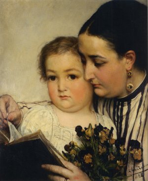 Portrait of Mme Bonnefoy and M. Puttemans by Sir Lawrence Alma-Tadema Oil Painting