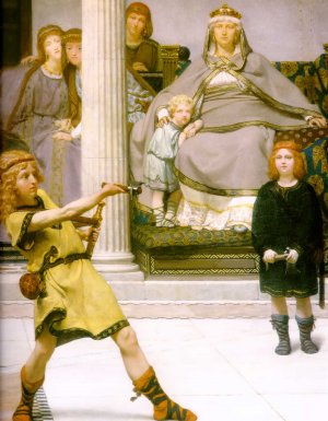 The Education of the Children of Clovis - Detail by Sir Lawrence Alma-Tadema Oil Painting