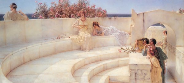 Main Product Photo of Under the Roof of Blue Ionian Weather Painting by Sir Lawrence Alma-Tadema