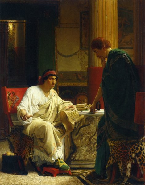 Vespasian Hearing from One of His Generals of the Taking of Jerusalem by Titus also known as The Dispatch by Sir Lawrence Alma-Tadema - Hand-Painted Oil Painting Reproduction