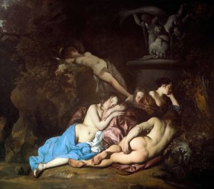 Nymphs by a Fountain by Sir Peter Lely Oil Painting