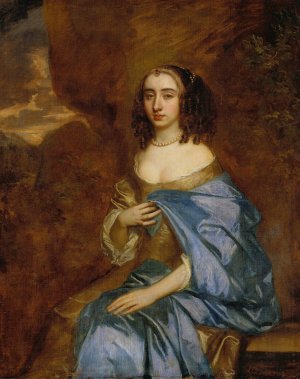 Portrait of a Lady with a Blue Drape by Sir Peter Lely Oil Painting