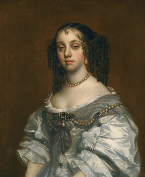 Portrait Of Queen Catherine Of Braganza  by Sir Peter Lely - Hand-Painted Oil Painting Reproduction