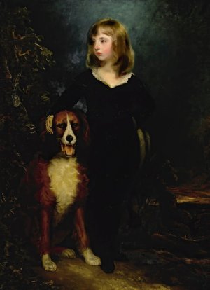 Portrait of a Boy, Full-Length, Standing In a Landscape With His Dog, Said To Be Master Arbuthnot by Sir Thomas Lawrence Oil Painting