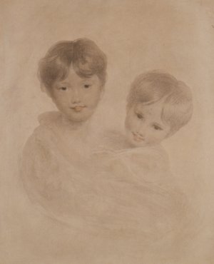 Portrait Sketch of Two Boys - Possibly George 3rd Marquees Townshend and His Younger Brother Charles