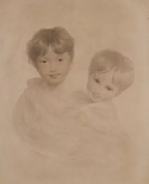 Portrait Sketch of Two Boys - Possibly George 3rd Marquees Townshend and His Younger Brother Charles by Sir Thomas Lawrence - Oil Painting Reproduction