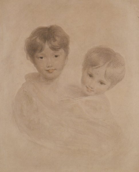Main Product Photo of Portrait Sketch of Two Boys - Possibly George 3rd Marquees Townshend and His Younger Brother Charles Painting by Sir Thomas Lawrence